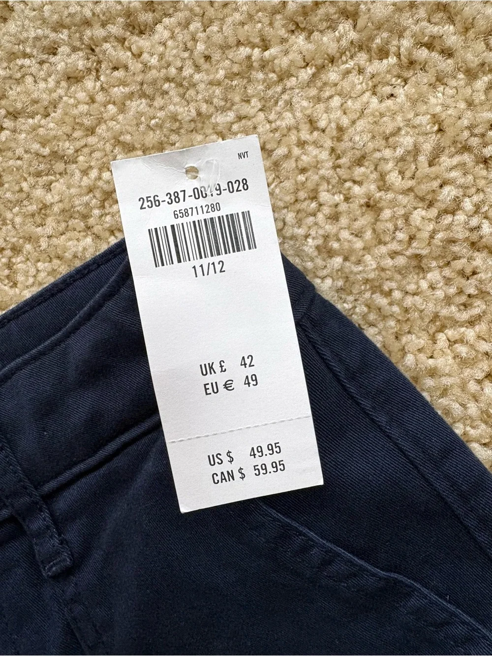 NWT Abercrombie Kids Girls Wide Leg Utility Pants Size 11/12 Navy Blue Adjustabl